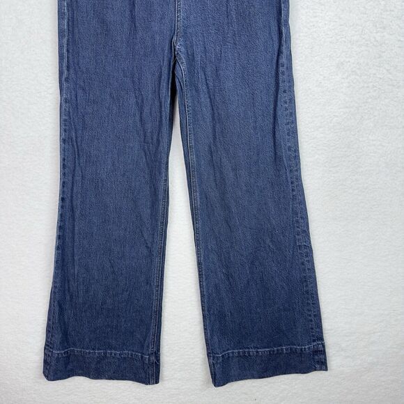 J. Crew Wide Leg Trouser Jeans Womens Sz 29 Dark Blue Denim High Rise Stretch - Picture 3 of 16